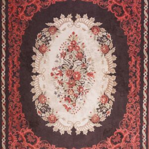 Vintage 1935 Oversized American Hooked Earth Tone Rectangle Central Floral Bouquet Carpet by Rugs On Net