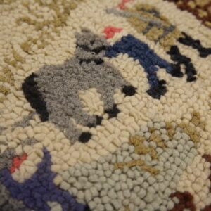 Semi-Antique Pictorial Carpet with Cabin in Snow 2'3" x 4'7" American Hooked Rug