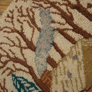 Semi-Antique Pictorial Carpet with Cabin in Snow 2'3" x 4'7" American Hooked Rug