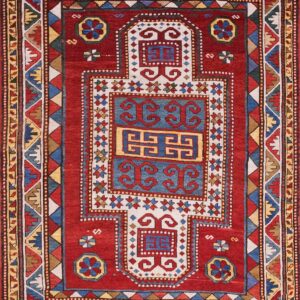 Antique Caucasian, Kazak Rug 4' 4" x. 5' 3"