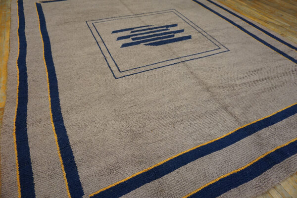 Ivory room size antique early 20th century spanish geometric art deco carpet - image 7