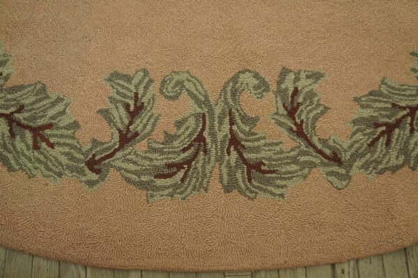 Large oversized oval shape ivory antique european floral pattern american hooked rug - image 5