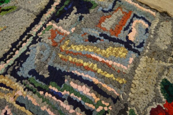 Close-up of a colorful, looped rag rug texture, possibly a 'scrap rag rug' design, by rugs on net