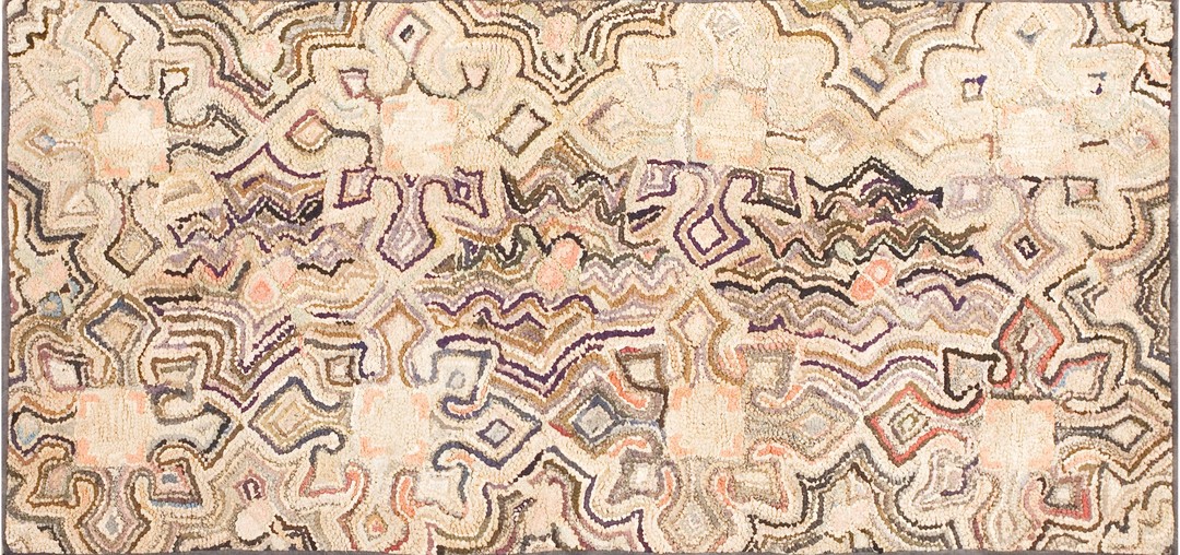 Antique american hooked rug american ivory 1930s ivory