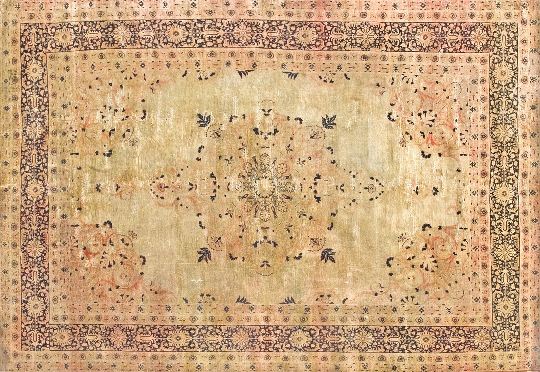 Classic ivory floral gonbad medallion pattern fine antique persian tabriz rug
