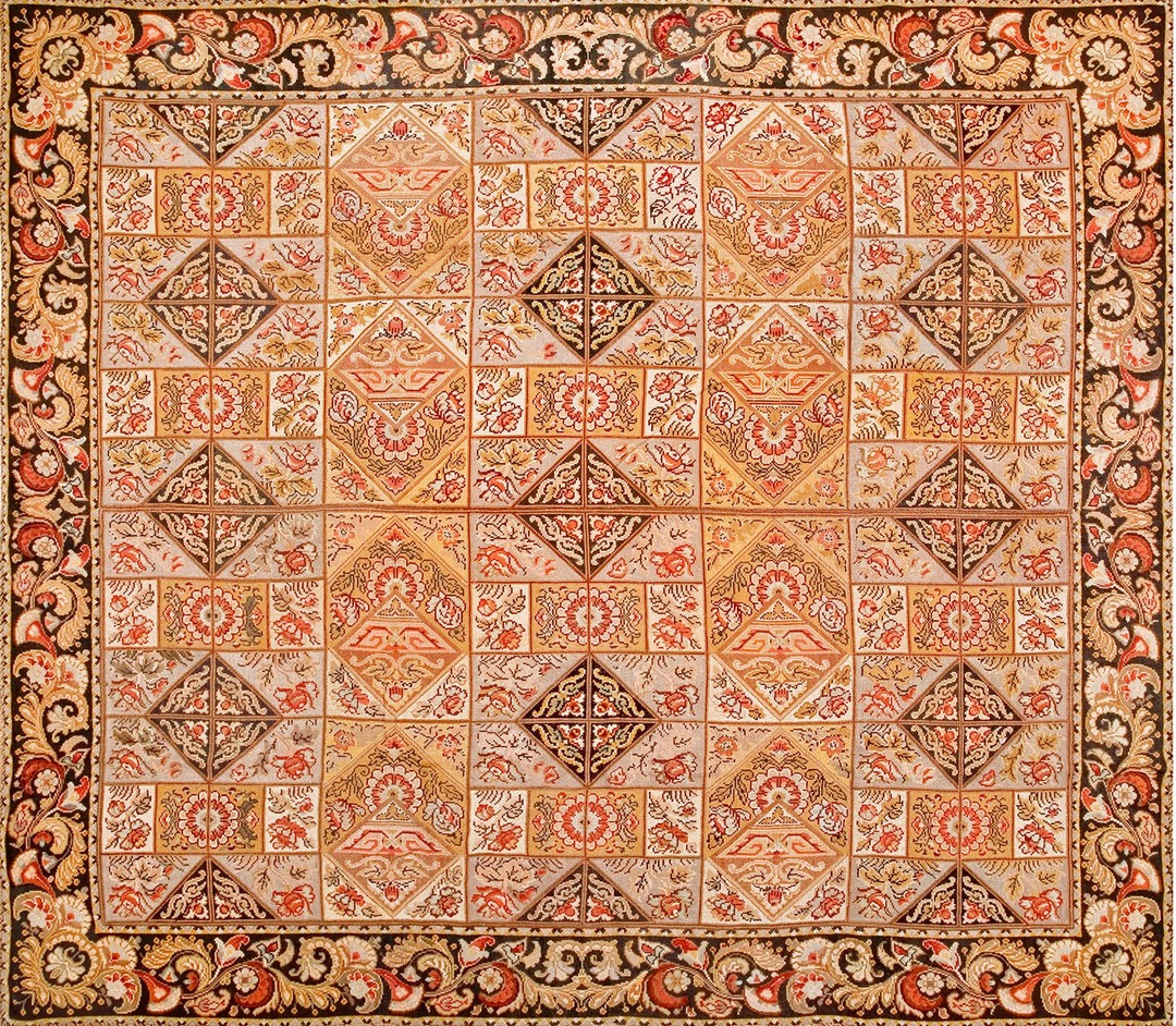 Square shape room size antique european flowers french needlepoint carpet