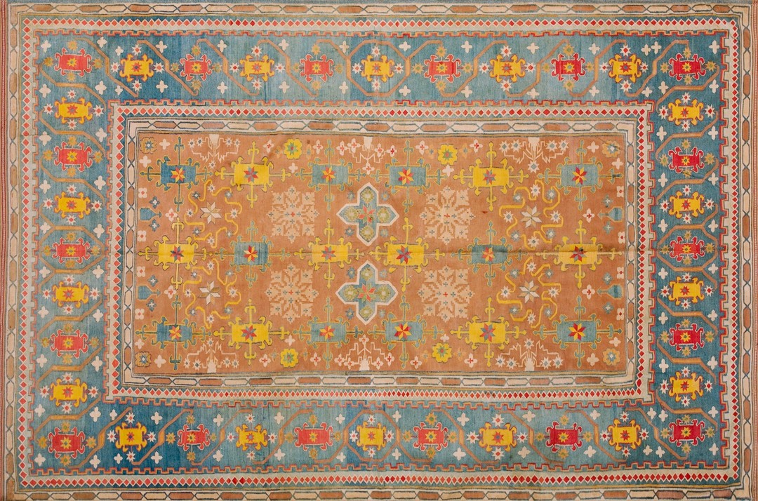 Warm light brown antique tribal geometric small indian flat weave dhurrie carpet