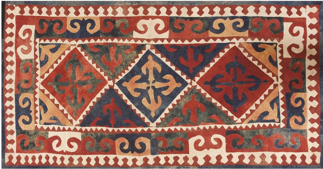 Antique shyrdak kerghiz flat weave rug