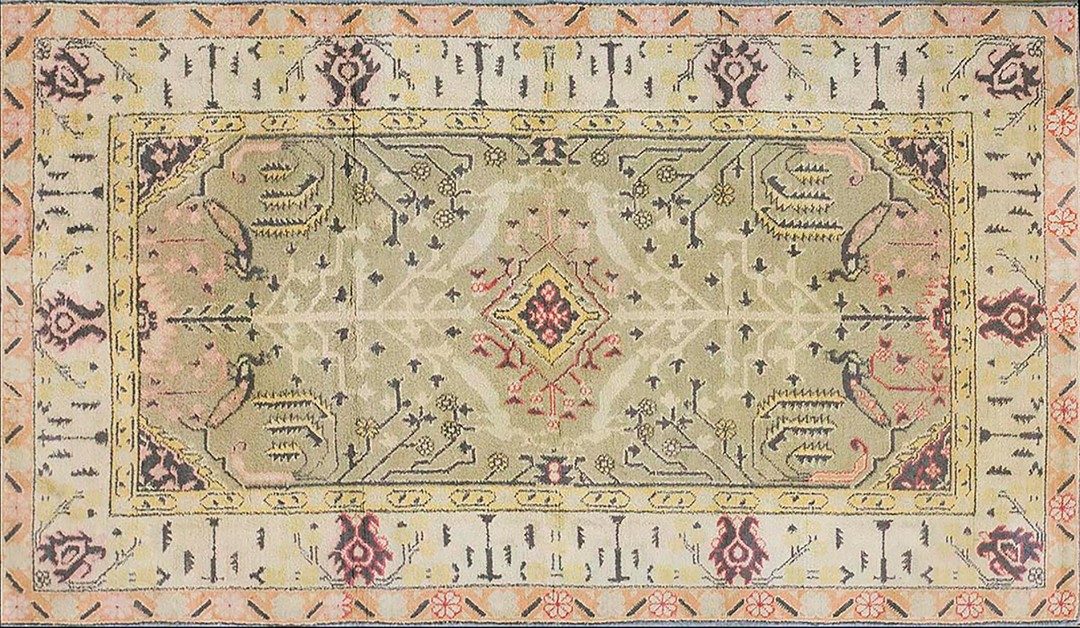 Green antique weeping willow peacock pattern indian cotton agra rug