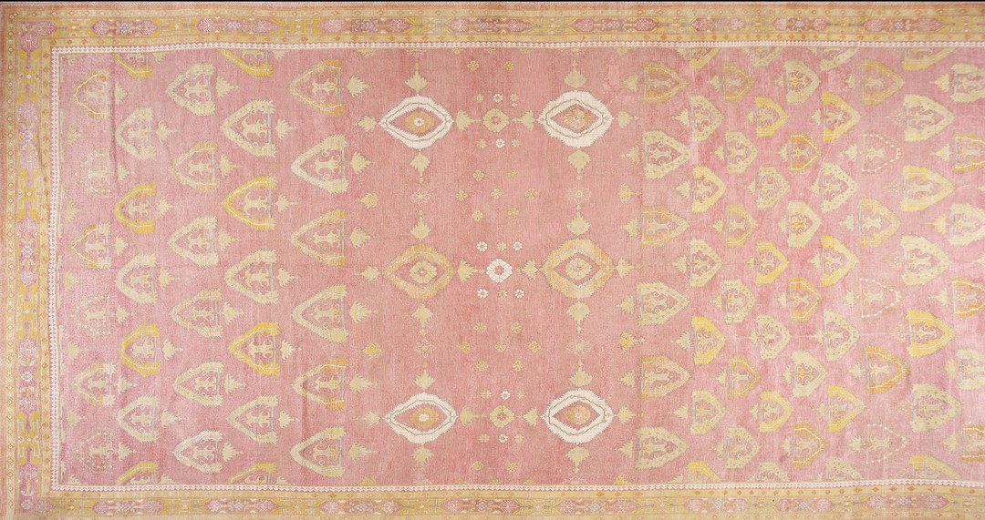 Antique oversized mauve color tribal large scale allover design indian agra rug