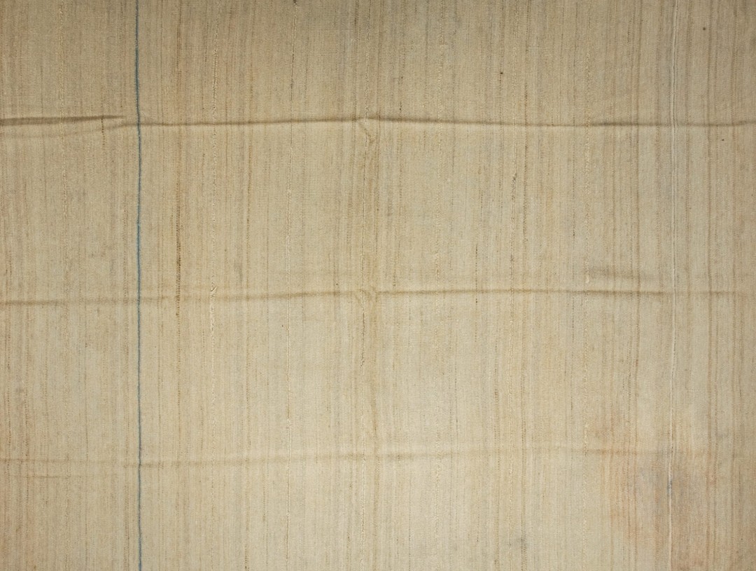 Solid abstract minimalist stripe pattern antique flat woven cream color persian kilim flat weave rug