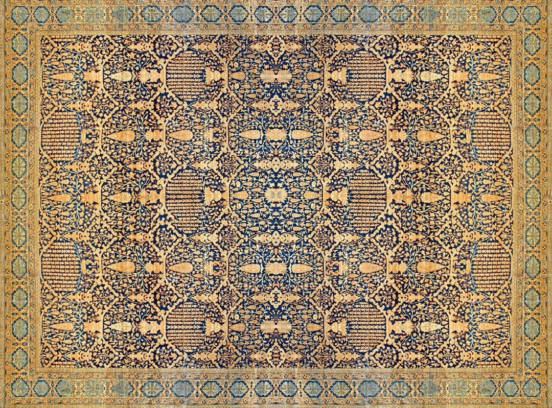 Fine weave blue color antique floral large oversized persian kerman carpet