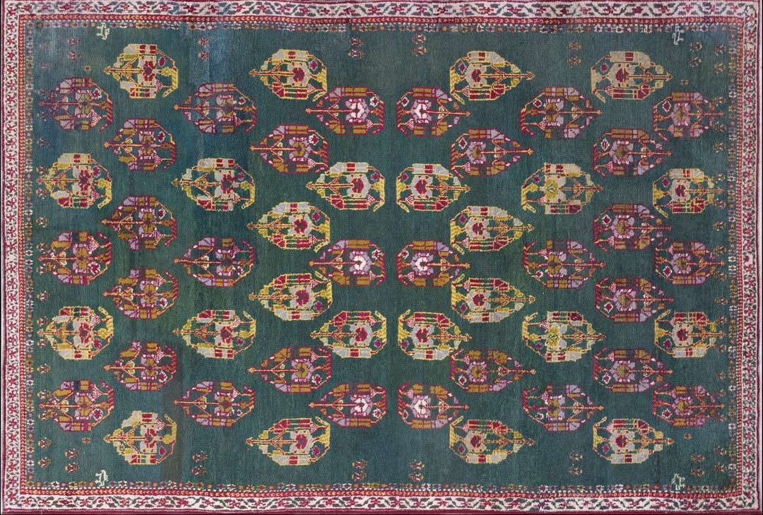 Tribal paisley pattern antique green color indian agra rug