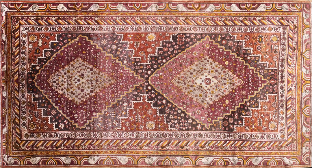 Tribal geometric antique khotan room size wool pile east turkestan rug