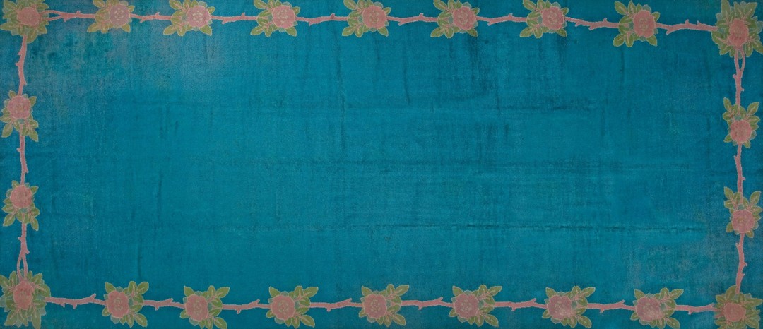 Open green bule color field antique oversized irish donegal art nouveau rug