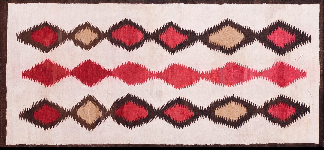 Rectangle ivory beige cream white allover geometric 1930s wool flat weave antique rug