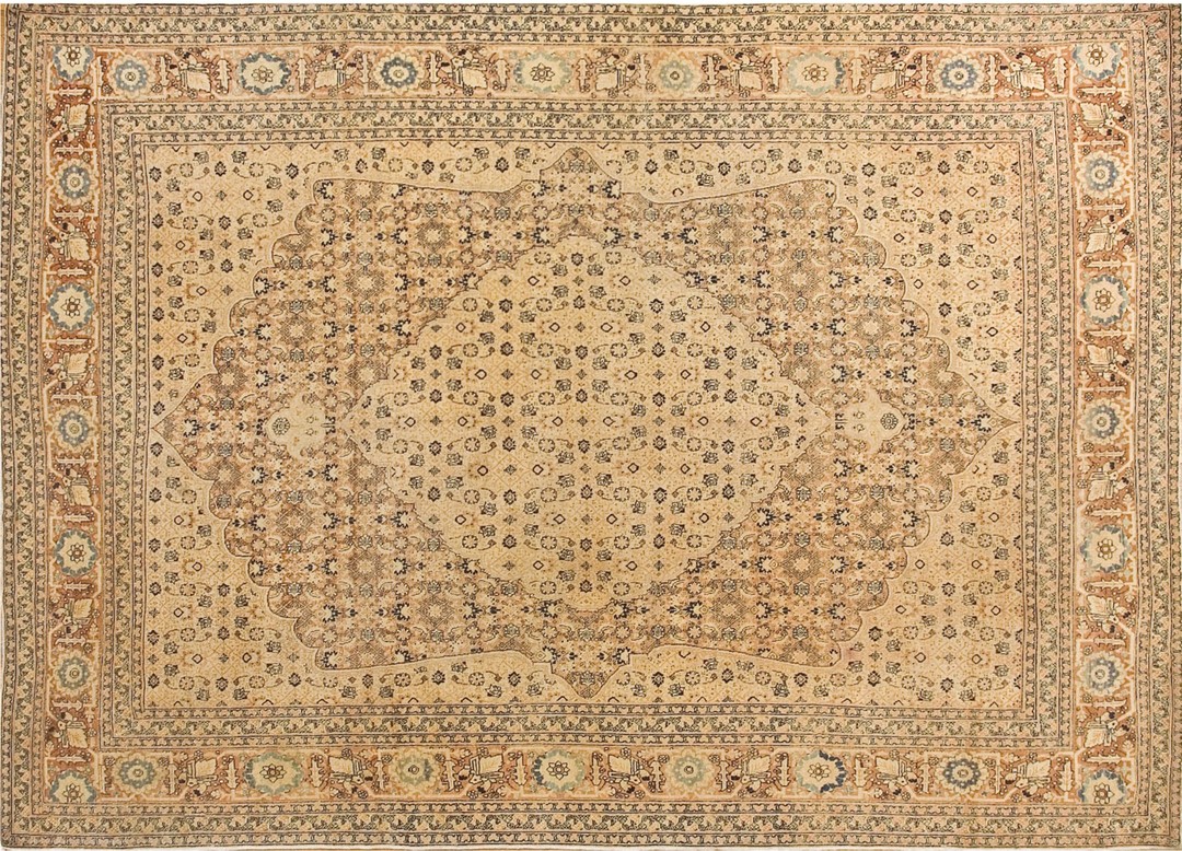 Light color fine weave classic herati design antique persian tabriz rug