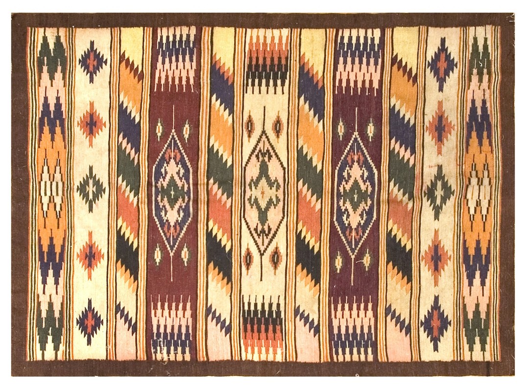 Small tribal geometric flatwoven antique turkish kilim rug