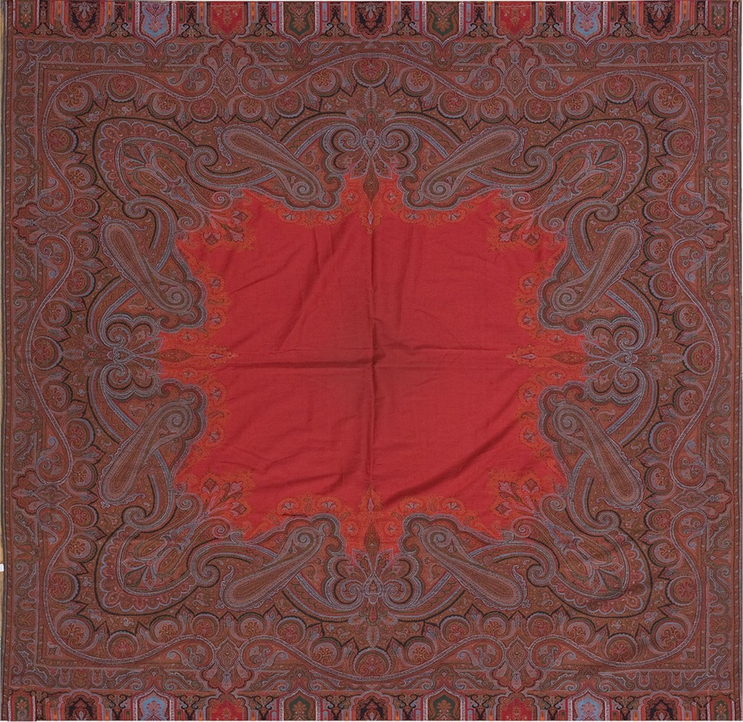 Antique shawl indian knotted rug