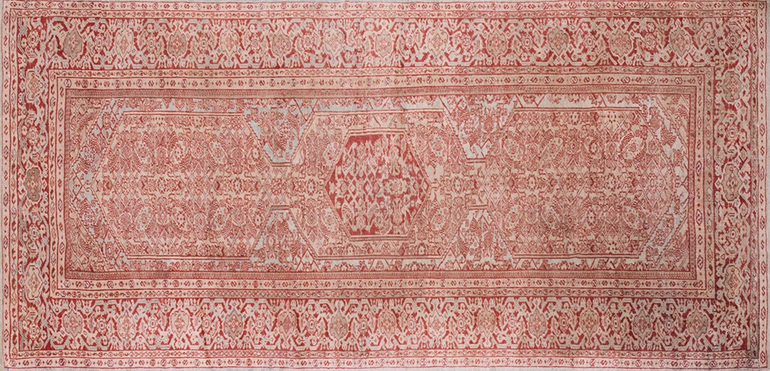 Rustic tribal antique persian long and narrow size wool pile sultanabad rug