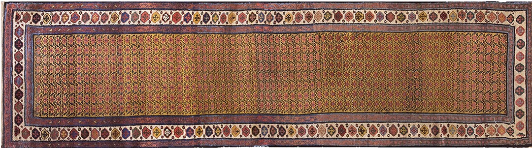 Antique n. W. Persian hallway runner wool yellow rug