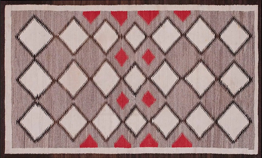 Native american flatweave antique navajo allover tribal geometric rug