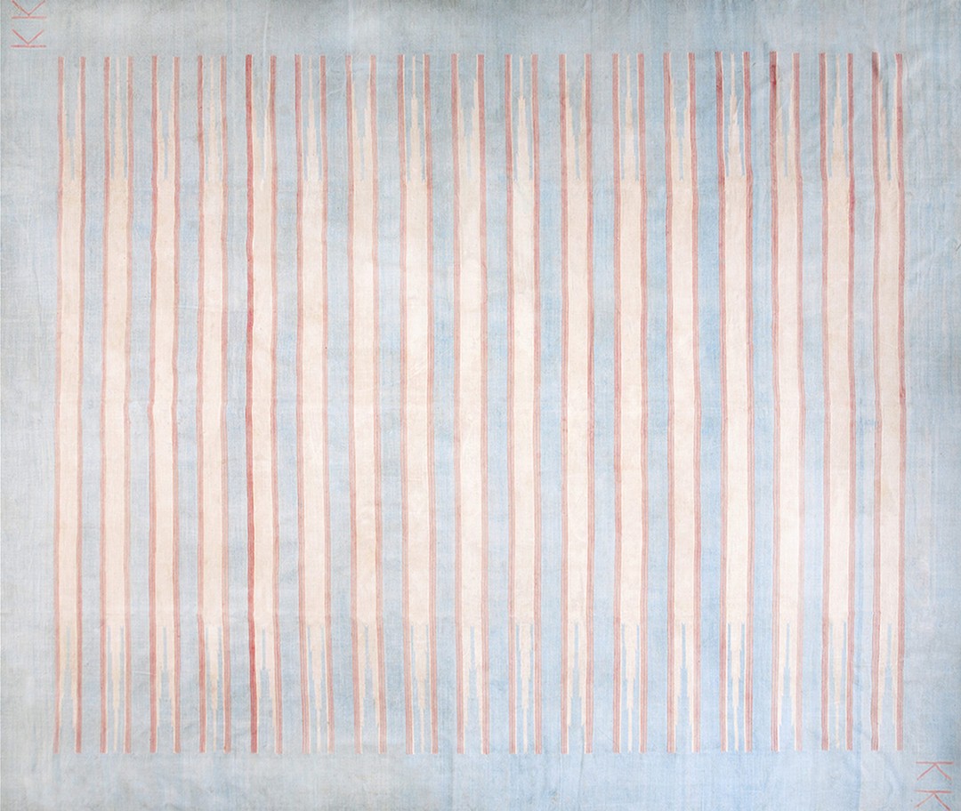 Light soft color allover geometric stripped pattern cotton dhurrie flat weave rug