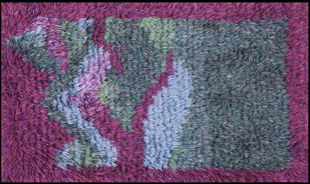 Vintage small scatter size mid century modern shag wool pile swedish rya rug