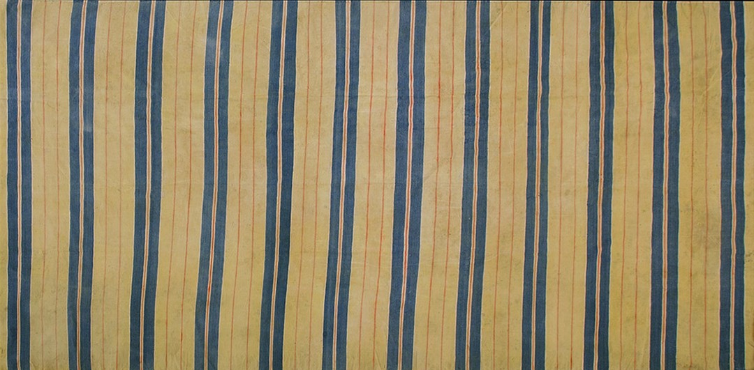 Antique cotton dhurrie allover striped flat weave wide gallery rug