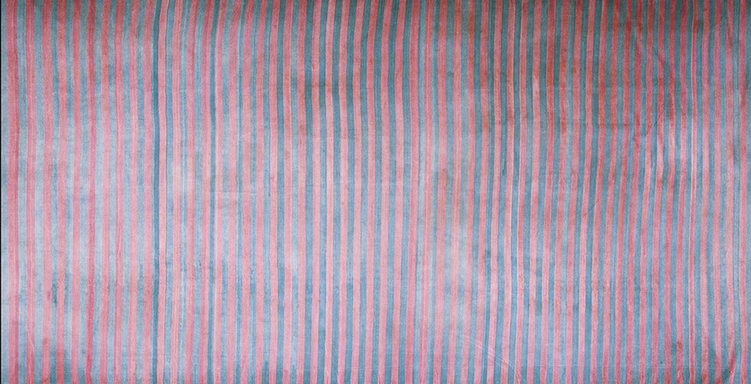 Large room size antique striped cotton dhurrie indian rug