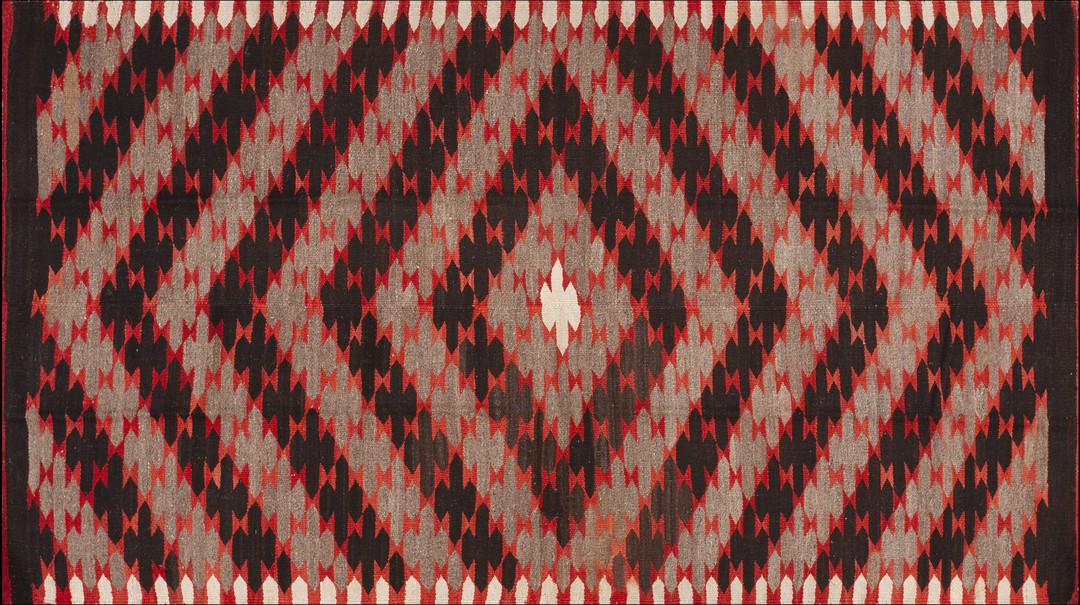 Exciting tribal geometric antique native american flatweave navajo rio grande rug