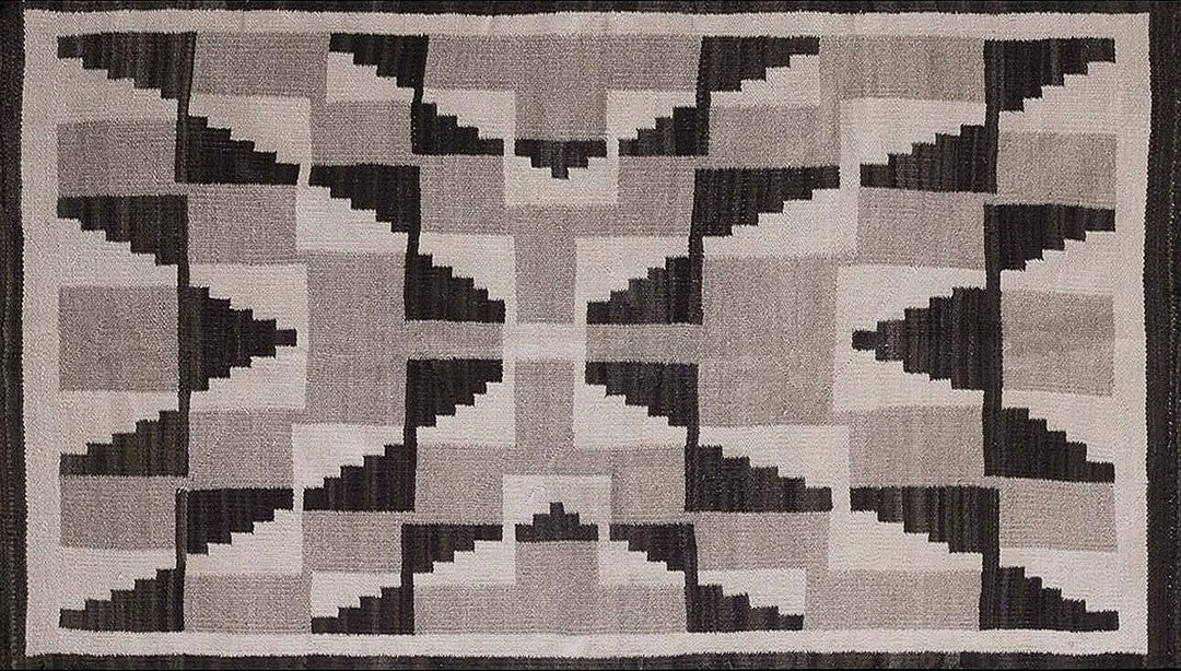 Small scatter size antique gray color tribal geometric native american flatweave navajo rug