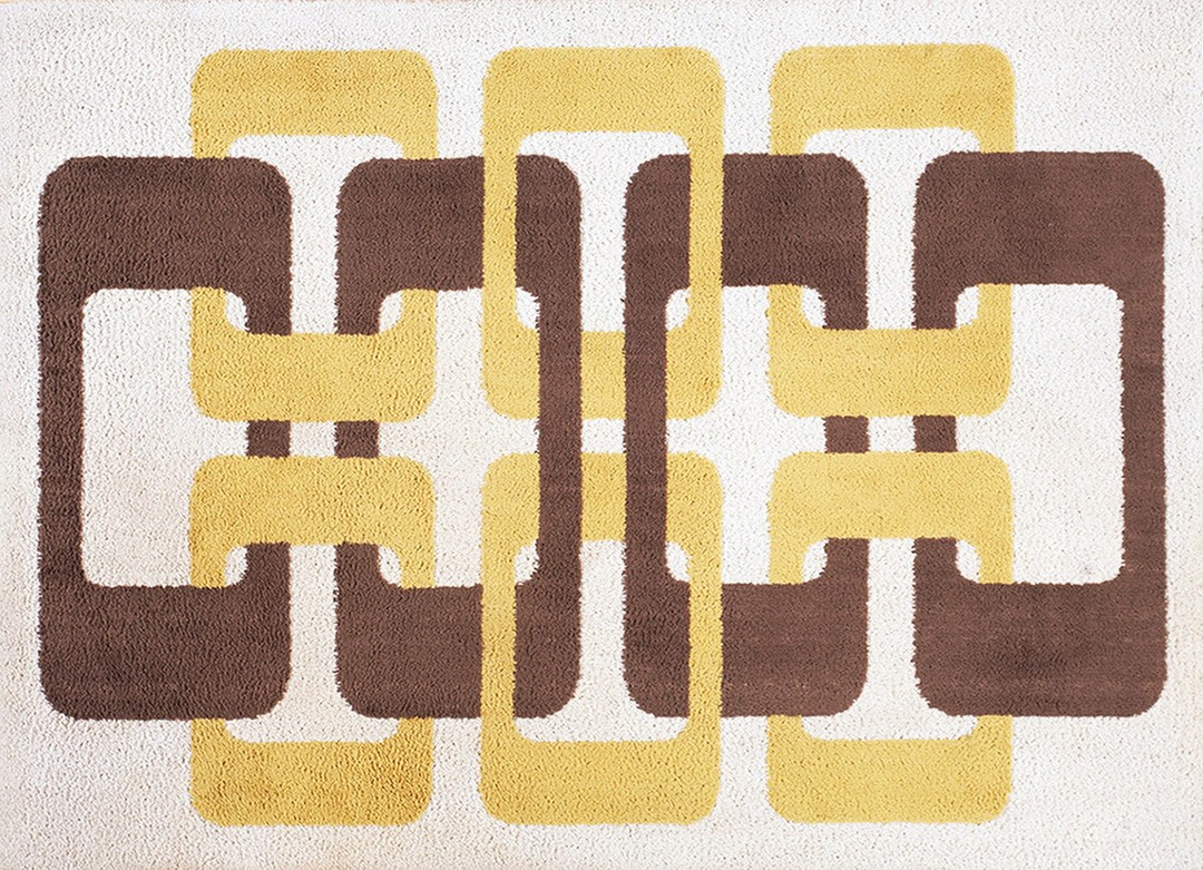 Vintage mid century modern scandinavian shag pile rya rug