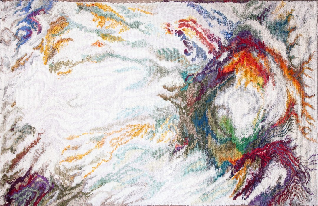 Vintage large rya sweden knotted rug