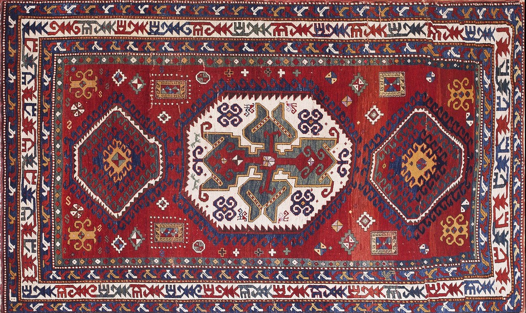 Late 19th century antique tribal geometric medallion caucasian lori pambak rug