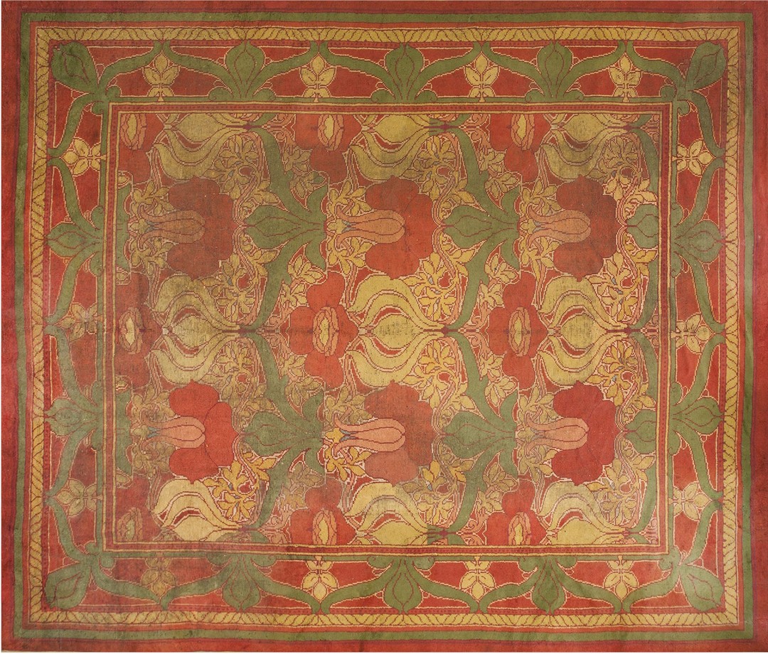 Antique donegal - arts & crafts room size wool coral rug