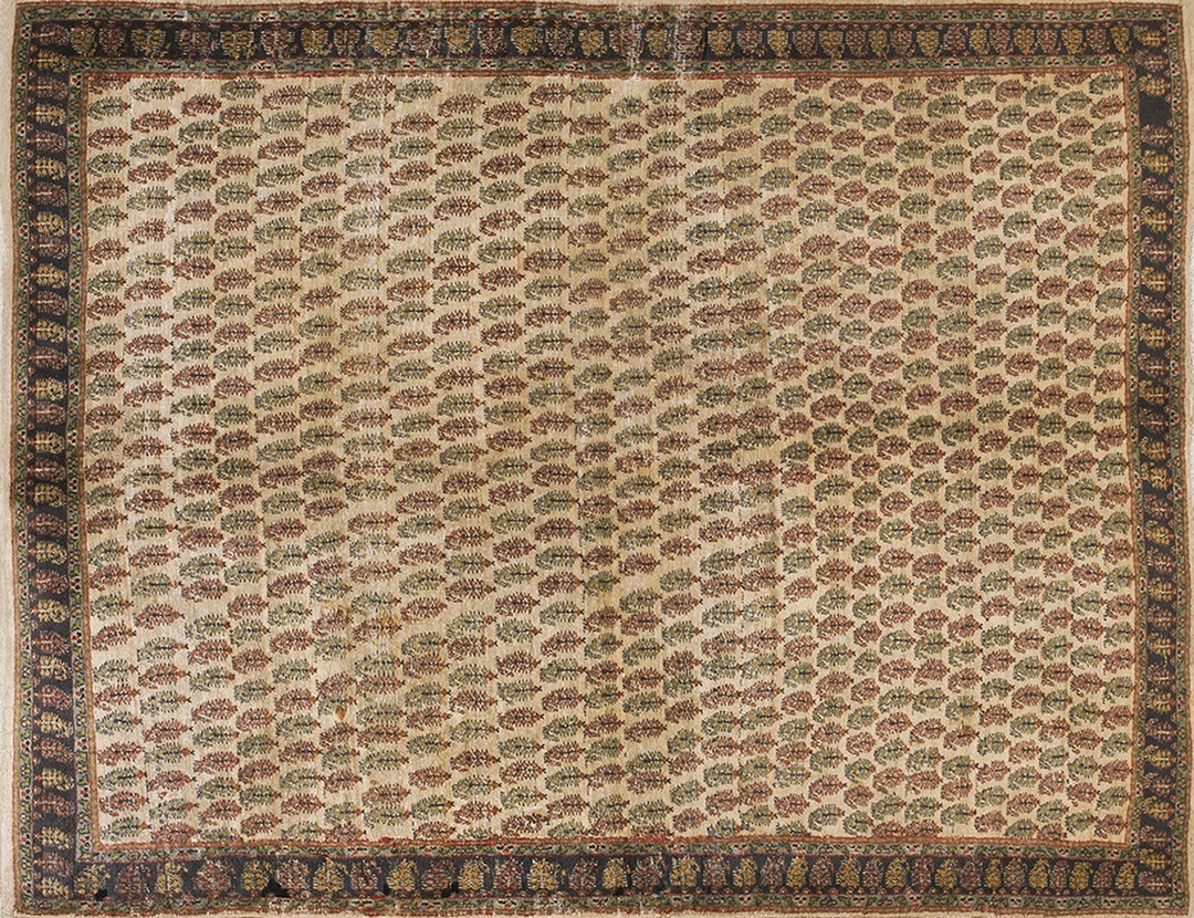 Antique ivory color allover paisley design indian agra rug