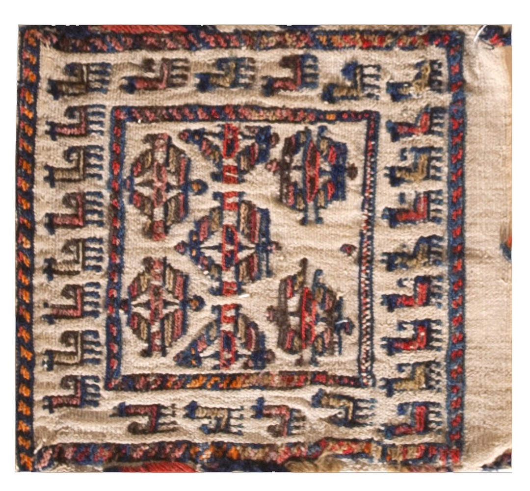 Antique soumak small scatter size wool ivory rug