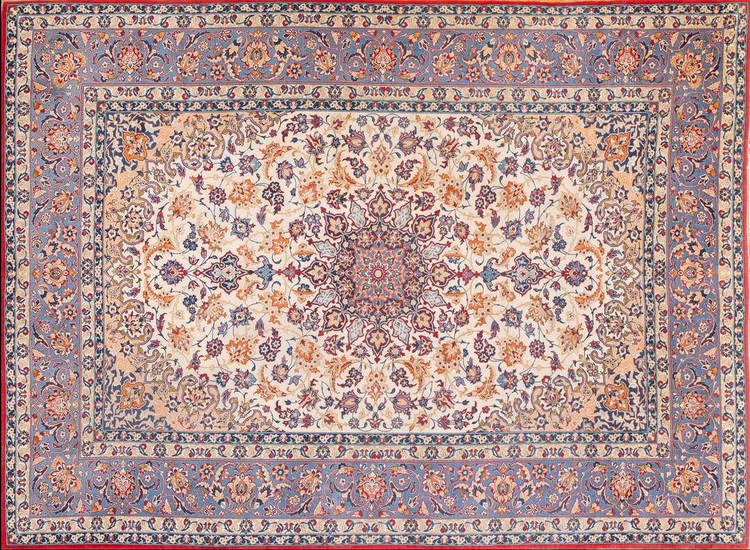Vintage esfahan persian floral, medallion rug