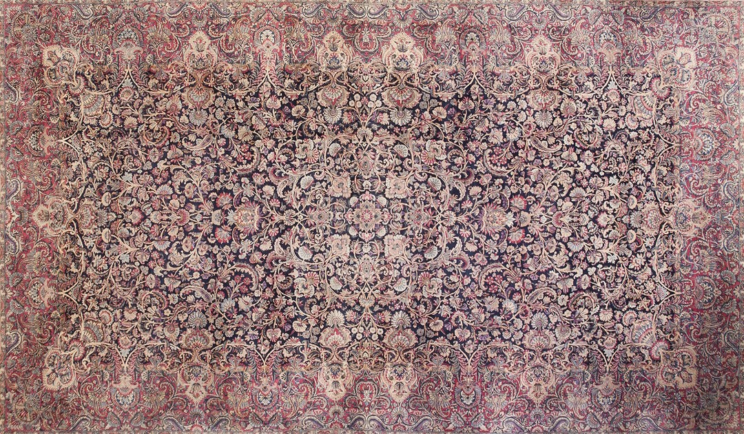 Antique large long and narrow size fine weave persian kerman rug