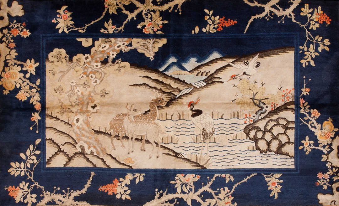 Antique chinese - baotou hallway runner wool ivory rug