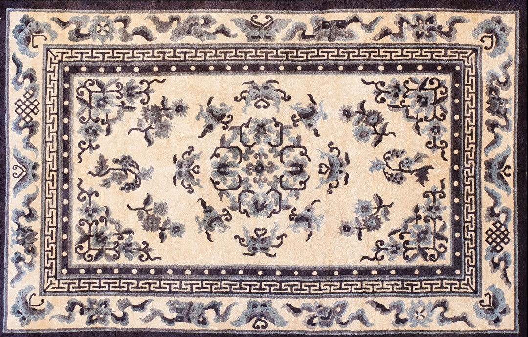 Antique chinese - silk knotted rug