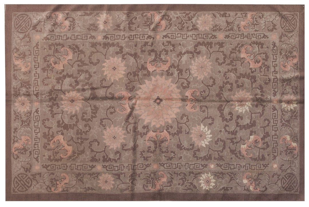 1920s knotted ivory chinese wool rectangle antique - peking small scatter size rug