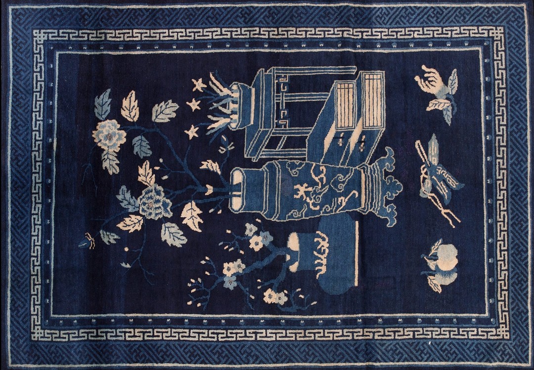 Antique chinese - baotou blue 1920s rug