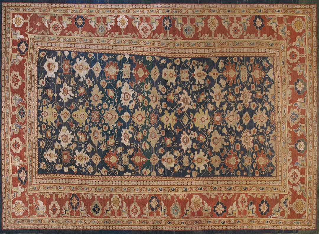 Late 19th century antique allover design blue persian sultanabad rug