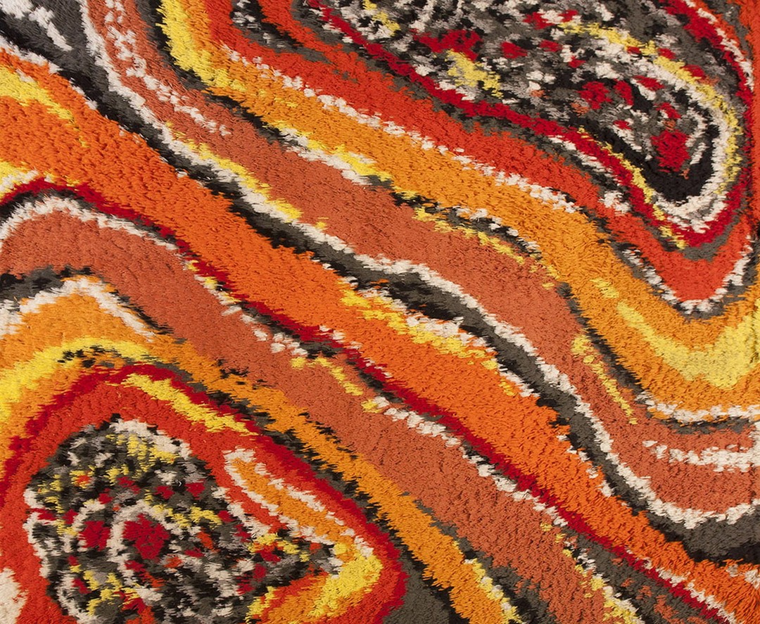 Vintage rya room size wool multicolor rug