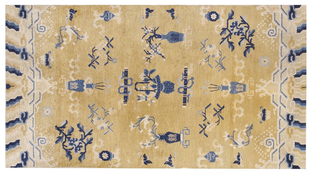 Late 19th century antique chinese ningxia pilar rug