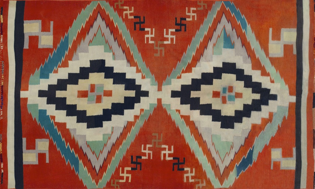 Antique navajo small scatter size wool flat weave native american rug