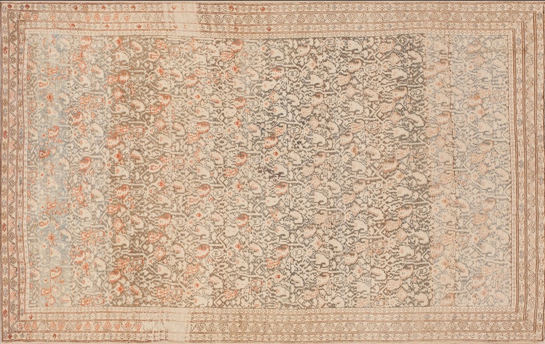 Antique malayer persian geometric knotted rug