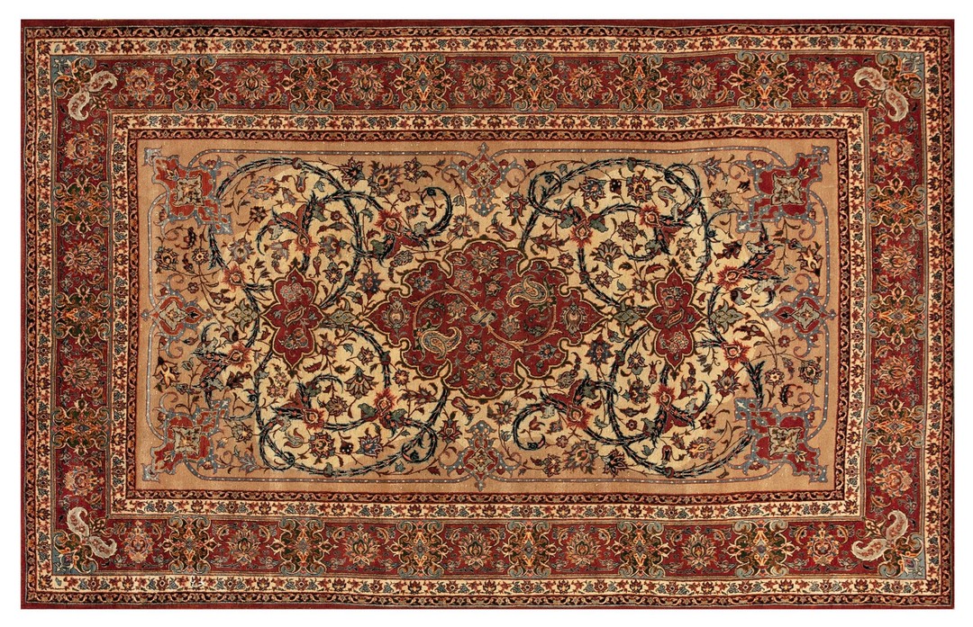 Fine floral medallion design antique persian isfahan rug